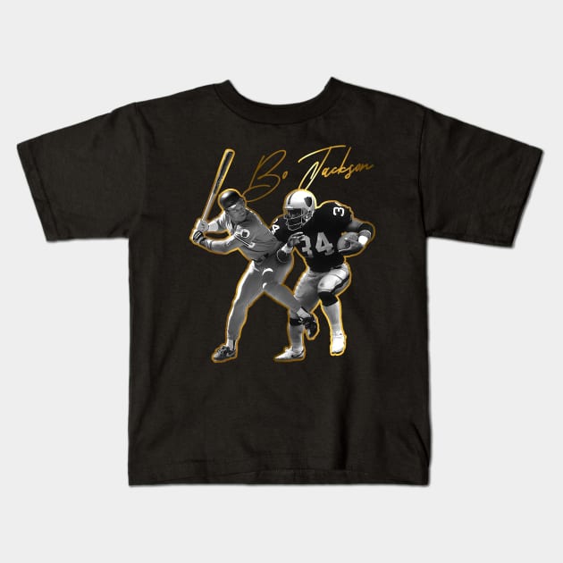 Bo Jackson Gold Tribute Kids T-Shirt by darklordpug